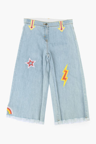 Embroidered Wide Leg Jeans