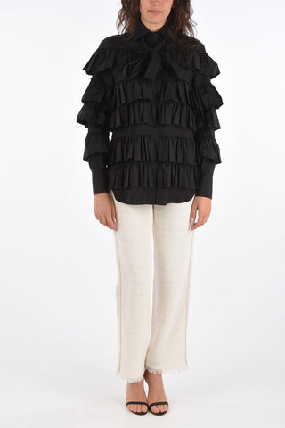 GARAVANI Flounced Spread Collar Blouse