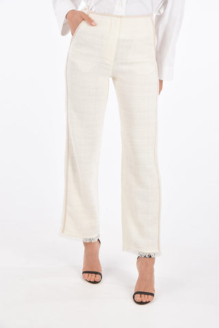 Pantaloni Bouclé con Orlo Sfrangiato