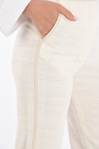 Pantaloni Bouclé con Orlo Sfrangiato