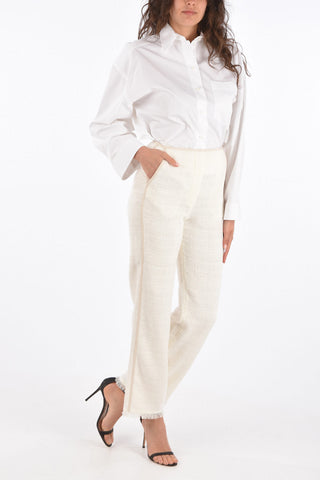 Pantaloni Bouclé con Orlo Sfrangiato