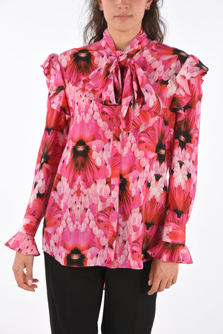 Draped Tie Neck Collar Blouse