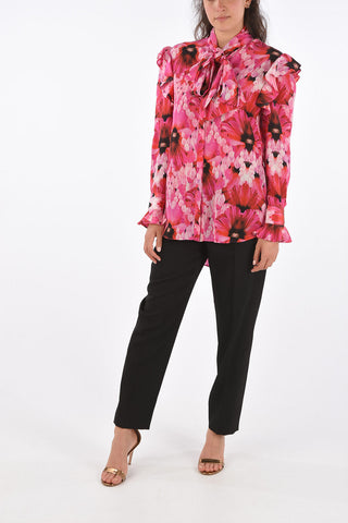 Draped Tie Neck Collar Blouse