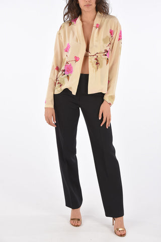 Printed Silk Opened Blouse