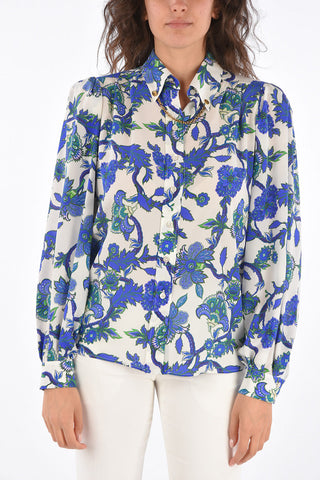 Camicia in Seta  Stampa Floreale con Catena