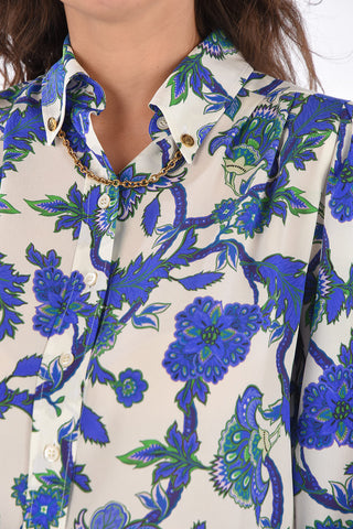 Camicia in Seta  Stampa Floreale con Catena