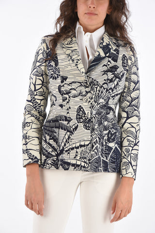 Printed Jetted Pocket Blazer