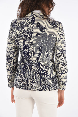 Printed Jetted Pocket Blazer