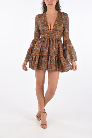 Floral Flounce Sleeve Mini Dress