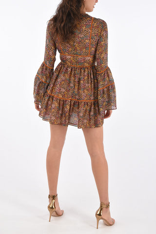 Floral Flounce Sleeve Mini Dress
