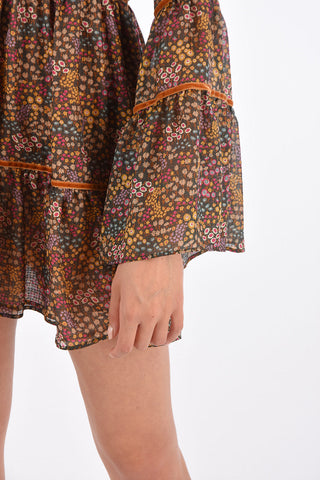 Floral Flounce Sleeve Mini Dress
