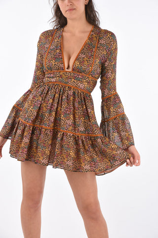 Floral Flounce Sleeve Mini Dress