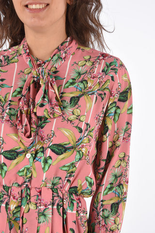 Peplum Hem Tie Neck Blouse