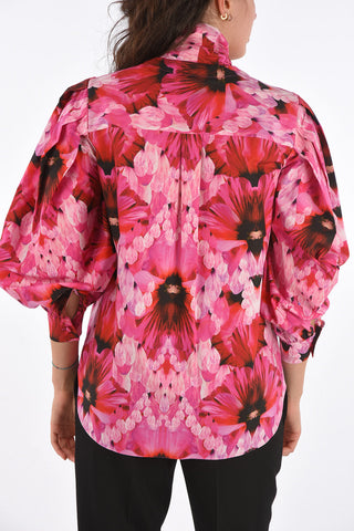 Floral Printed Tie Neck Collar Blouse