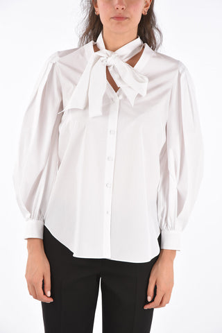 Cotton Tie Neck Collar Shirt