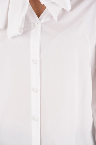 Cotton Tie Neck Collar Shirt