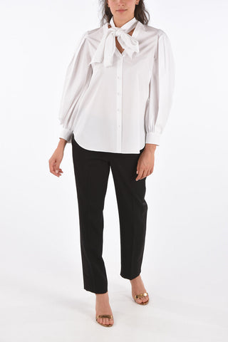 Cotton Tie Neck Collar Shirt