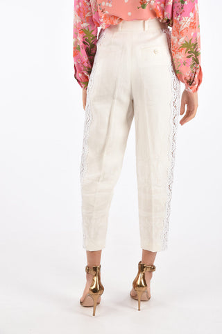 Double Pleated Lace Side Band Pants