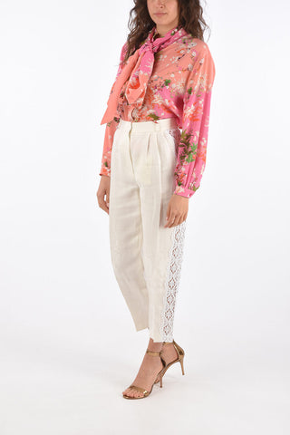 Double Pleated Lace Side Band Pants