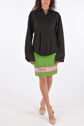 Accordion Shirt with Spread Collar