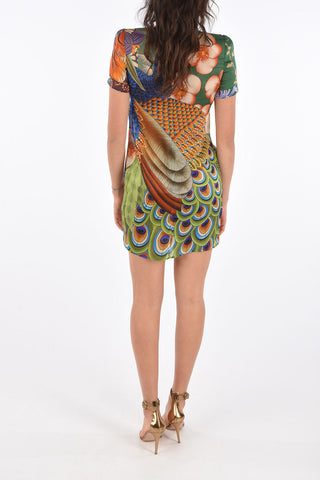 Printed Silk Short Sleeve Mini Dress