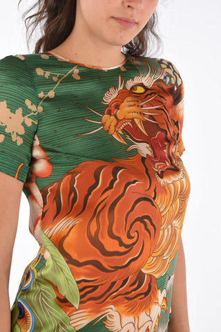 Printed Silk Short Sleeve Mini Dress