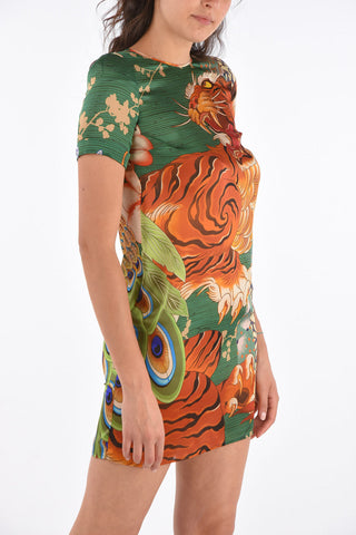 Printed Silk Short Sleeve Mini Dress