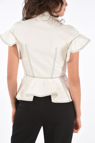 Denim Peplum Hem Blouse
