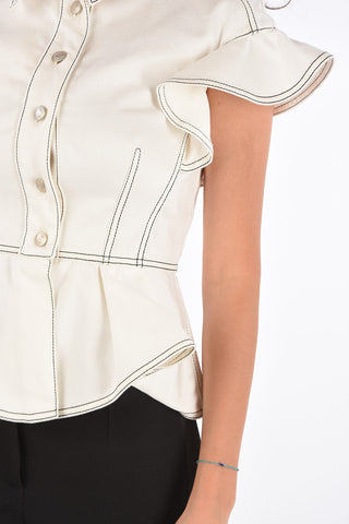 Denim Peplum Hem Blouse
