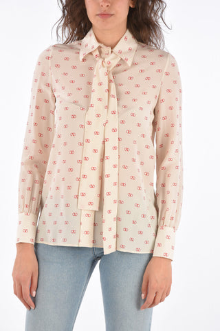 GARAVANI Silk Monogram Shirt with Bow 