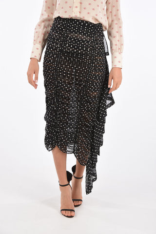 Polka Dot Silk SAGE Draped Skirt