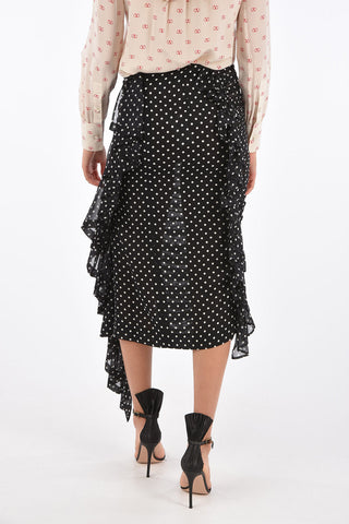 Polka Dot Silk SAGE Draped Skirt