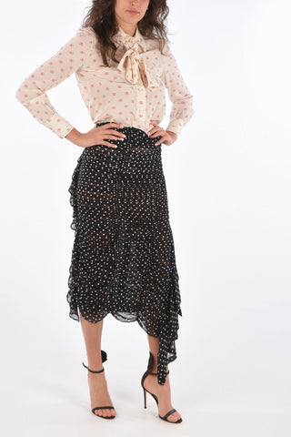Polka Dot Silk SAGE Draped Skirt