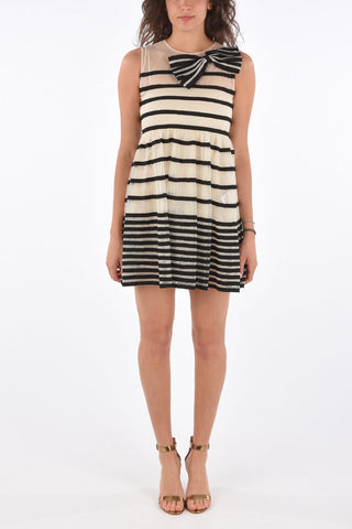 Striped Mini Dress with Bow