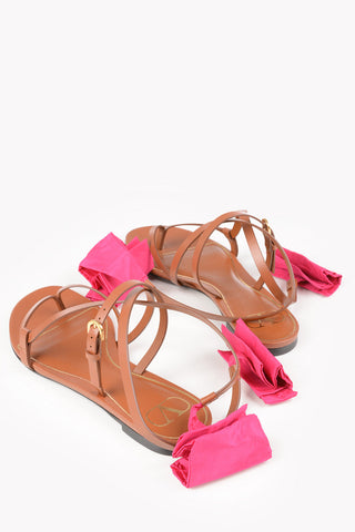 GARAVANI Leather Thong Sandals with Ribbon