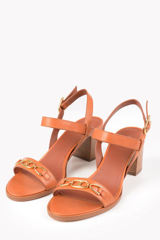 Leather Sandals with Logoed Horsebit 6cm