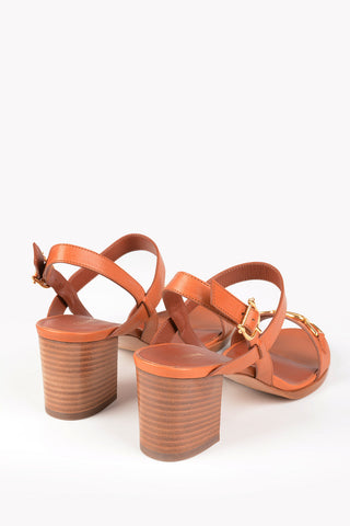 Leather Sandals with Logoed Horsebit 6cm