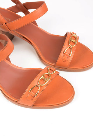 Leather Sandals with Logoed Horsebit 6cm