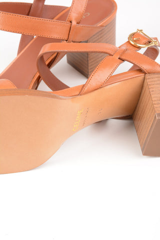 Leather Sandals with Logoed Horsebit 6cm