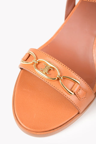 Leather Sandals with Logoed Horsebit 6cm