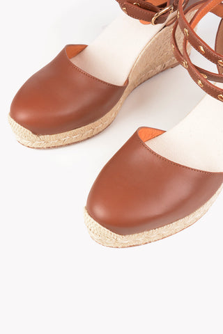 Straw Wedges with Studded Ankle Strap 9cm