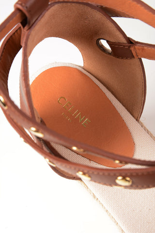 Straw Wedges with Studded Ankle Strap 9cm