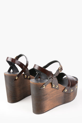 Crocodile Printed Leather Wedges 11cm