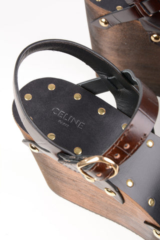 Crocodile Printed Leather Wedges 11cm