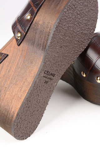 Crocodile Printed Leather Wedges 11cm