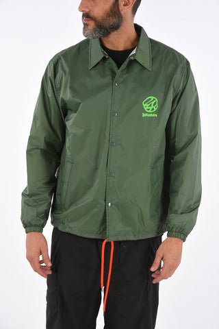 printed snap button outerwear jacket