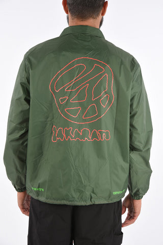 printed snap button outerwear jacket