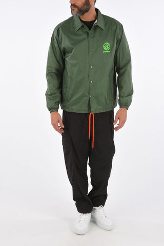 printed snap button outerwear jacket