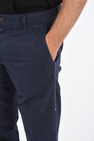 stretch cotton belt loops trousers