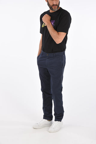 stretch cotton belt loops trousers
